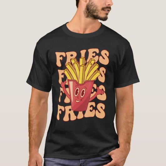 Groovy French Fries Fast Food Potato Fries T-shirt (Voorkant)
