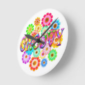 GROOVY Fun Flowers Ronde Klok (Hoek)