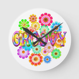 GROOVY Fun Flowers Ronde Klok