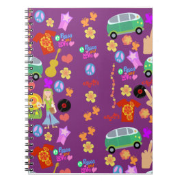 Groovy Fun Hippie Paars Pattern Art Notitieboek