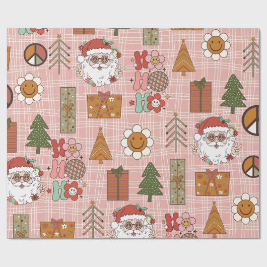 Groovy Funky 70 kerst Cadeaupapier (Vlak)