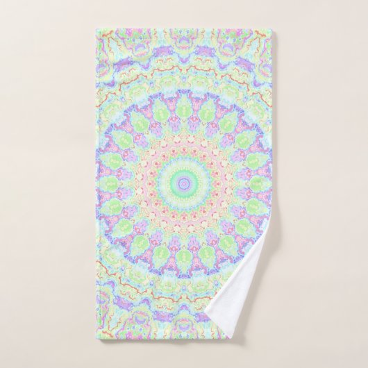 Groovy Funky Boho Hippie Rainbow Abstract Mandala Bad Handdoek (Handdoek)