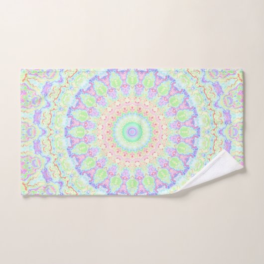 Groovy Funky Boho Hippie Rainbow Abstract Mandala Bad Handdoek (Handdoek)