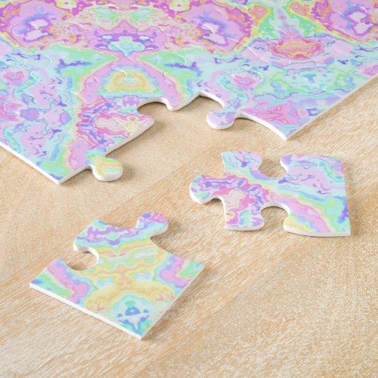 Groovy Funky Boho Hippie Rainbow Abstract Mandala Legpuzzel (Zijkant)