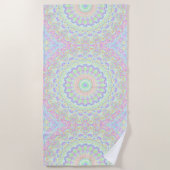 Groovy Funky Boho Hippie Rainbow Abstract Mandala Strandlaken (Voorkant)