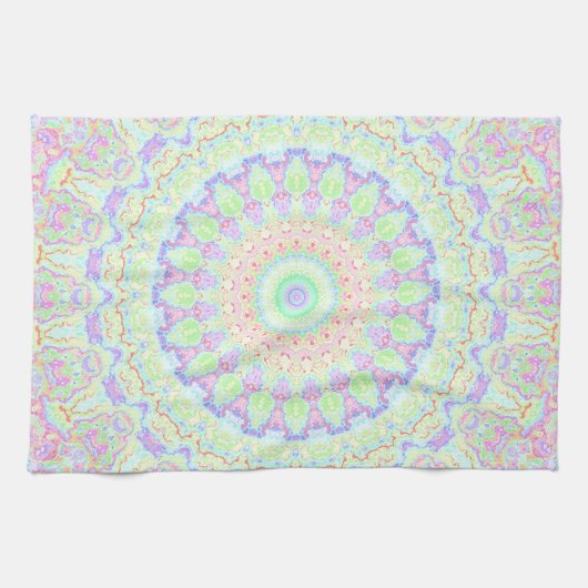 Groovy Funky Boho Hippie Rainbow Abstract Mandala Theedoek (Horizontaal)