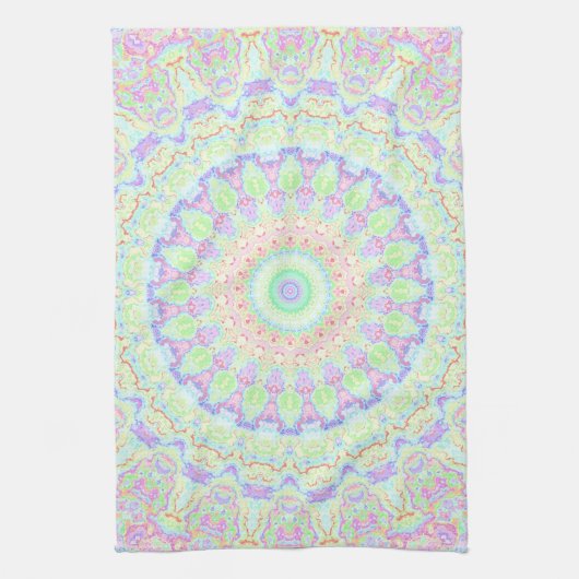 Groovy Funky Boho Hippie Rainbow Abstract Mandala Theedoek (Verticaal)