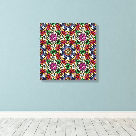 Groovy Funky Flower Power  Canvas Afdruk (Insitu (Houten vloer))