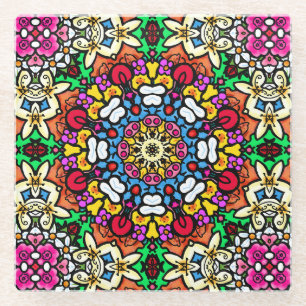 Groovy Funky Flower Power Glazen Onderzetter