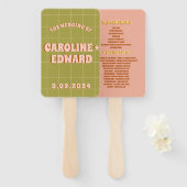 Groovy Funky Kleurrijke Trouwprogramma's Handwaaier (Voorkant en achterkant)