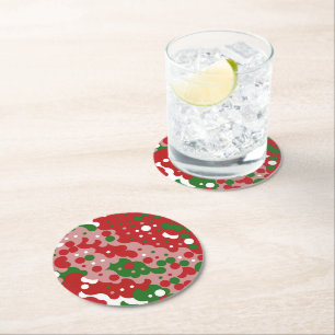 Groovy Funky Mod Retro Kerstpatroonpatroon Ronde Kartonnen Onderzetter