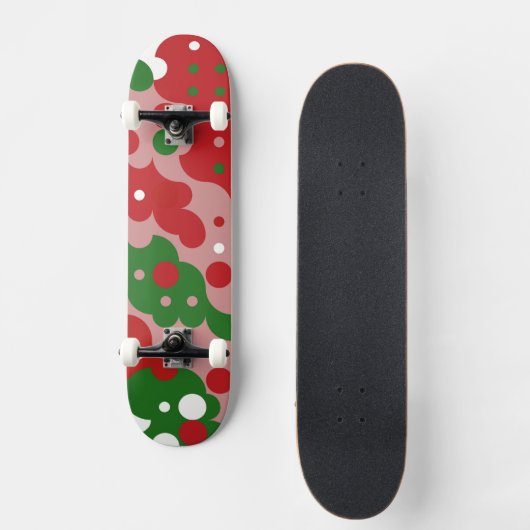 Groovy Funky Mod Retro Kerstpatroonpatroon Skateboard (Voorkant)