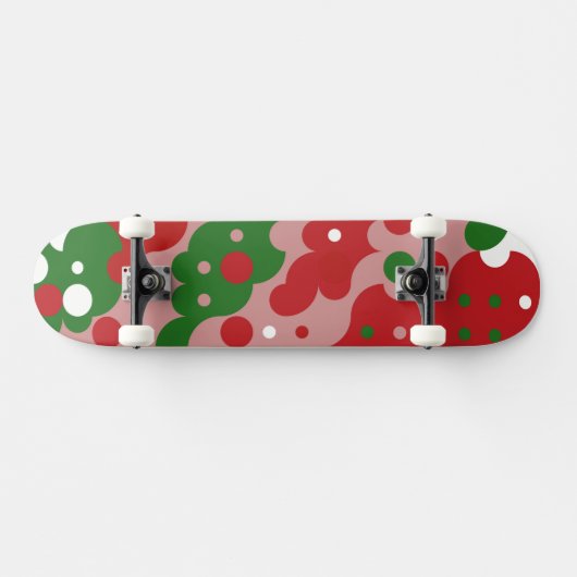 Groovy Funky Mod Retro Kerstpatroonpatroon Skateboard (Horizontaal)