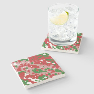 Groovy Funky Mod Retro Kerstpatroonpatroon Stenen Onderzetter