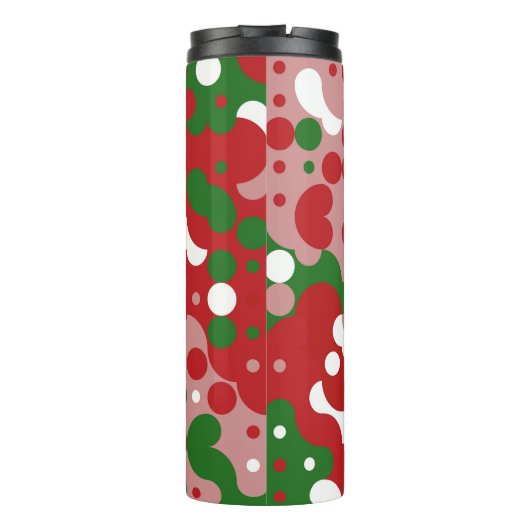 Groovy Funky Mod Retro Kerstpatroonpatroon Thermosbeker (Achterkant)