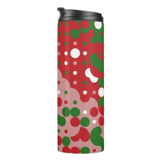 Groovy Funky Mod Retro Kerstpatroonpatroon Thermosbeker (Geroteerd rechts)