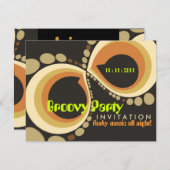 Groovy Funky Party Invitation sjabloon Kaart (Voorkant / Achterkant)