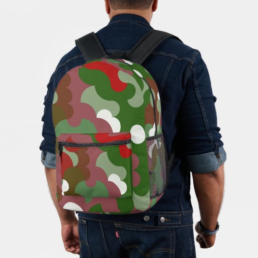 Groovy Funky Retro Boho Red en Green Kerstmis Bedrukte Rugzak (Insitu (model))