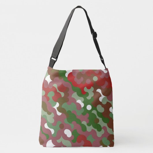 Groovy Funky Retro Boho Red en Green Kerstmis Crossbody Tas (Achterkant)