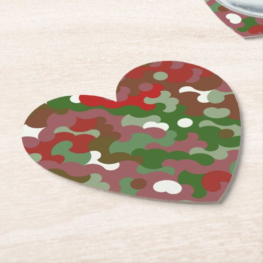 Groovy Funky Retro Boho Red en Green Kerstmis Kartonnen Onderzetters (Gekanteld)