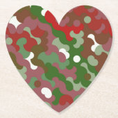 Groovy Funky Retro Boho Red en Green Kerstmis Kartonnen Onderzetters (Voorkant)