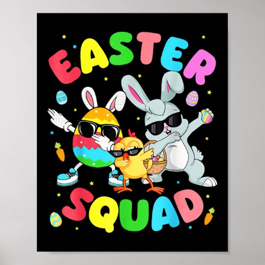 Groovy Funny Rabbit Egg Chick Easter Squad Day Man Poster (Voorkant)