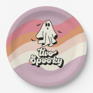 groovy Geest retro Halloween Twee Griezelen Verjaa Papieren Bordje