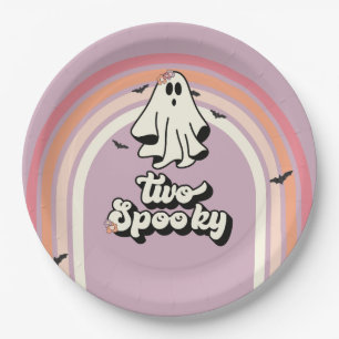 groovy Geest retro Halloween Twee Griezels Verjaar Papieren Bordje