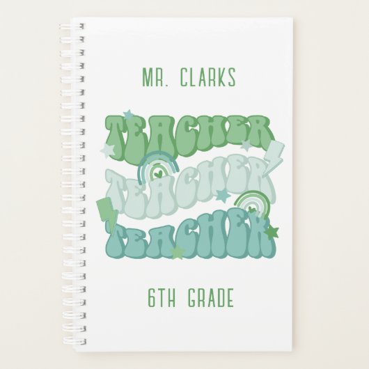 Groovy gepersonaliseerde groene retro Schattigee d Planner (Voorkant)