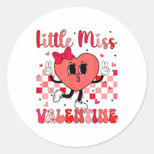 Groovy geruit hart Valentijnsdag vrouwen meisjes Ronde Sticker