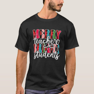 Groovy geruite vrolijke leraar heldere studenten K T-shirt
