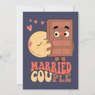 Groovy Getrouwd Koppel Pannenkoek Chocolade Liefde Kaart