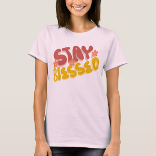 Groovy Gezegende Hand Lettering Bloem T-shirt