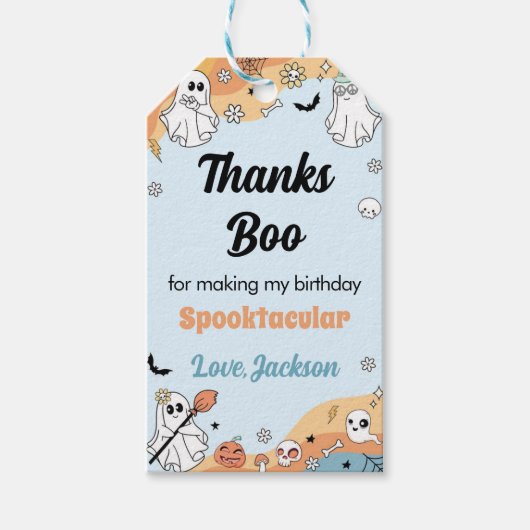 Groovy Ghost Boo Verjaardagsfeestje Bedankt Label Cadeaulabel (Voorkant)