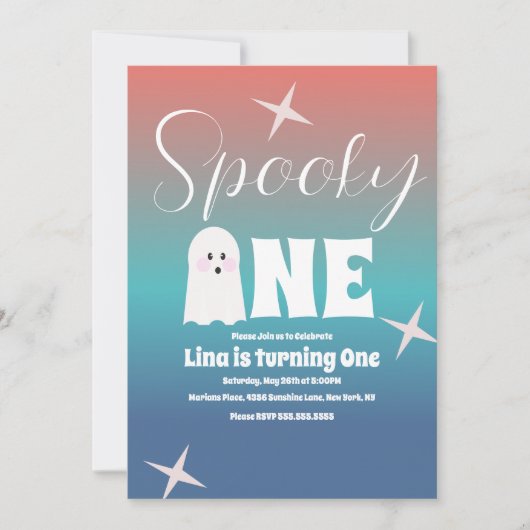 Groovy Ghost Halloween Birthday Gradient Kaart (Voorkant)