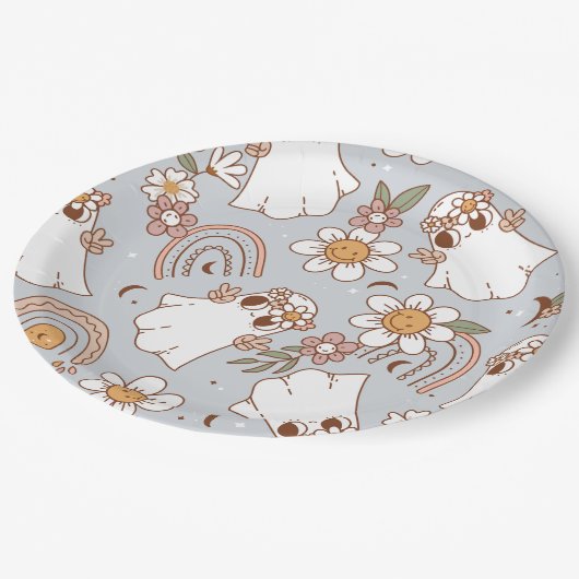 Groovy Ghost Halloween Papieren Bordje (Gekanteld)