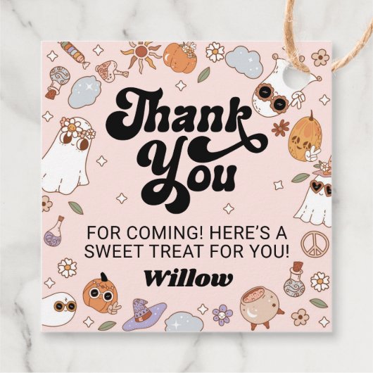 Groovy Ghost Halloween Party Dank u Bedankjes Labels (Achterkant)