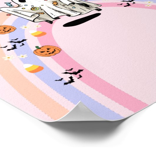 Groovy Ghost Halloween Verjaardag Aangepast bord Poster (Hoek)