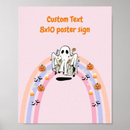Groovy Ghost Halloween Verjaardag Aangepast bord Poster