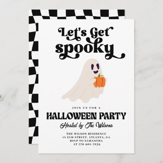 Groovy Ghost Let's Get Spooky Halloween Kaart (Voorkant / Achterkant)