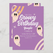 Groovy Ghost Retro Halloween Birthday Party Kaart (Voorkant / Achterkant)