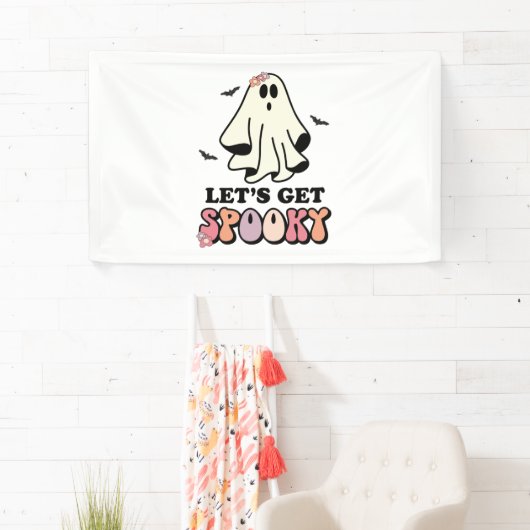 groovy Ghost retro Halloween Birthday Spandoek (Insitu)