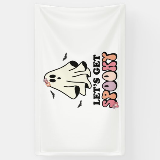 groovy Ghost retro Halloween Birthday Spandoek (Verticaal)