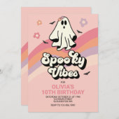 groovy Ghost retro Halloween Birthday Uitnodiging (Voorkant / Achterkant)