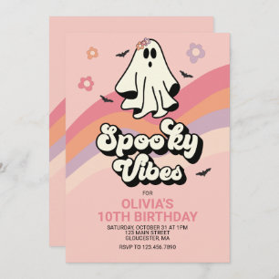 groovy Ghost retro Halloween Birthday Uitnodiging
