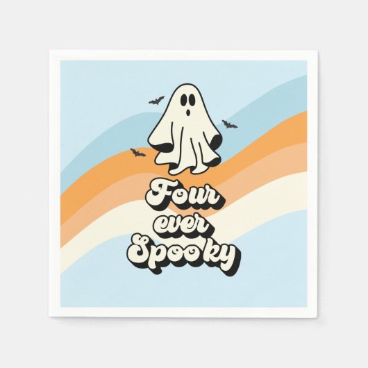 groovy Ghost retro Halloween Four Ever Spooky Servet (Voorkant)