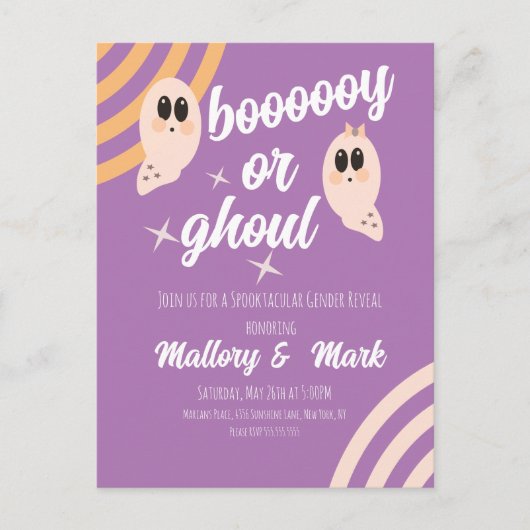 Groovy Ghost Retro Halloween Gender onthulling Briefkaart (Voorkant)