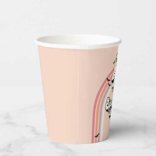 groovy Ghost retro Halloween Spooky One Birthday Papieren Bekers (Rechts)