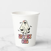 groovy Ghost retro Halloween Spooky One Birthday Papieren Bekers (Voorkant)
