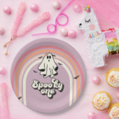 groovy Ghost retro Halloween Spooky One Birthday Papieren Bordje (Feest)